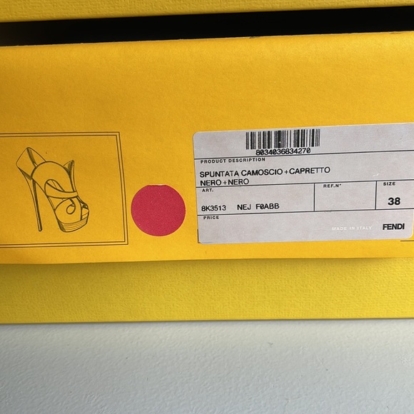 FENDI | SUEDE & LEATHER PLATFORM HEEL PEEP TOE SHOE SANDAL - NIB - Picture 8 of 13